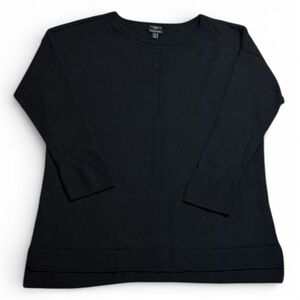 Talbots 100% Merino Wool Black Ling Sleeve Classic Crew Neck Sweater sz 1X/ XL
